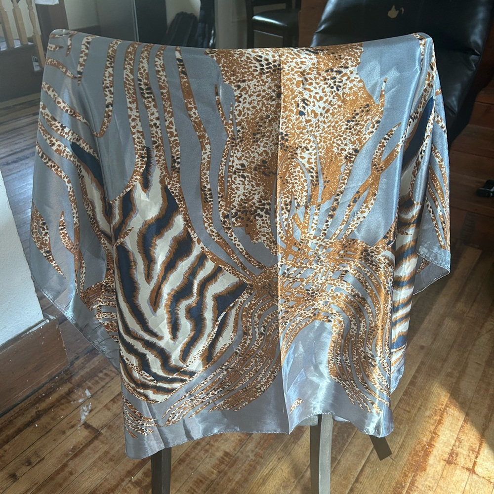 Blue and Animal Print Wild Rag